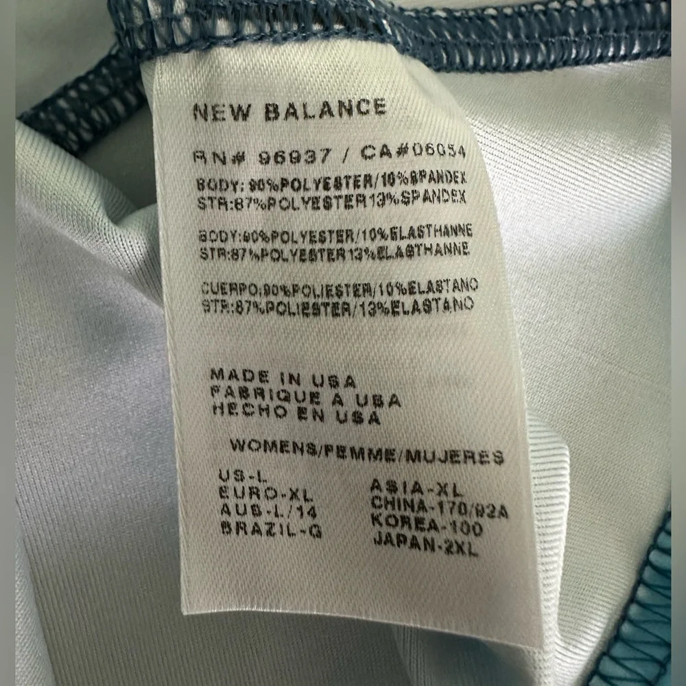 New Balance Blue Celestial Racer Back Tank Top size large Made in USA - Picture 4 of 4